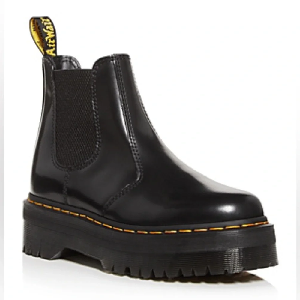 Dr Martens 2976 Quad Platform Chelsea Boots Womens 11 Mens 10 Black Leather New - Picture 3 of 12